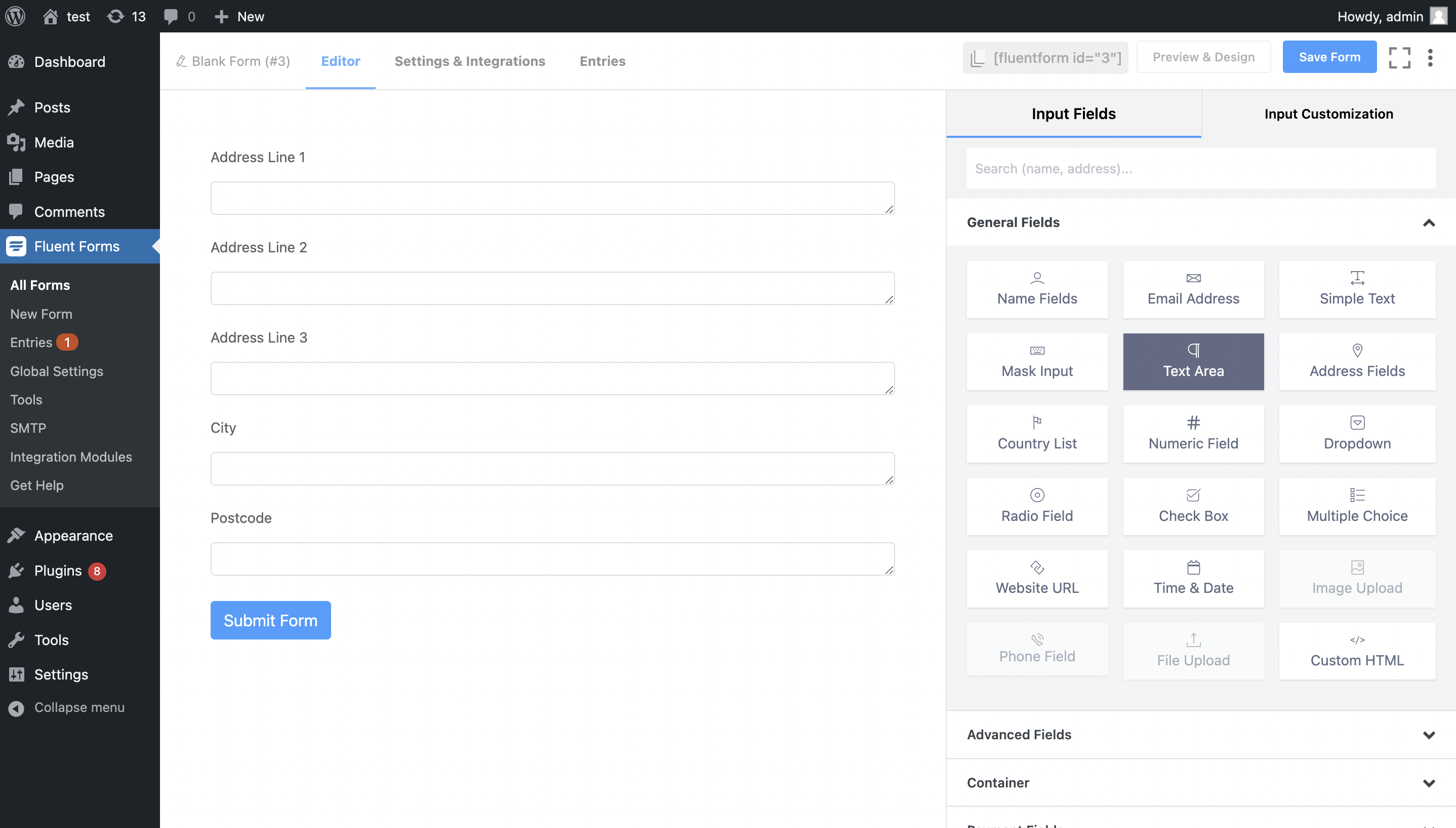 Create address fields-screenshot