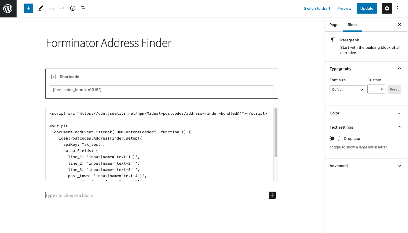 Initialise Address Finder